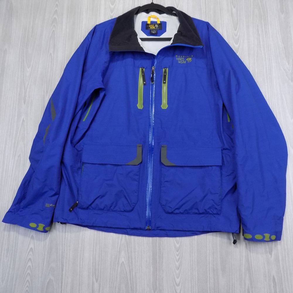 Mountain Hardwear Conduit Jacket Mens L Blue Lime Green Technical Gorpcore EUC